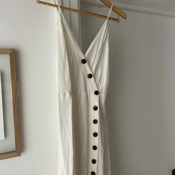 White Button Midi Dress - Picture 2 of 7